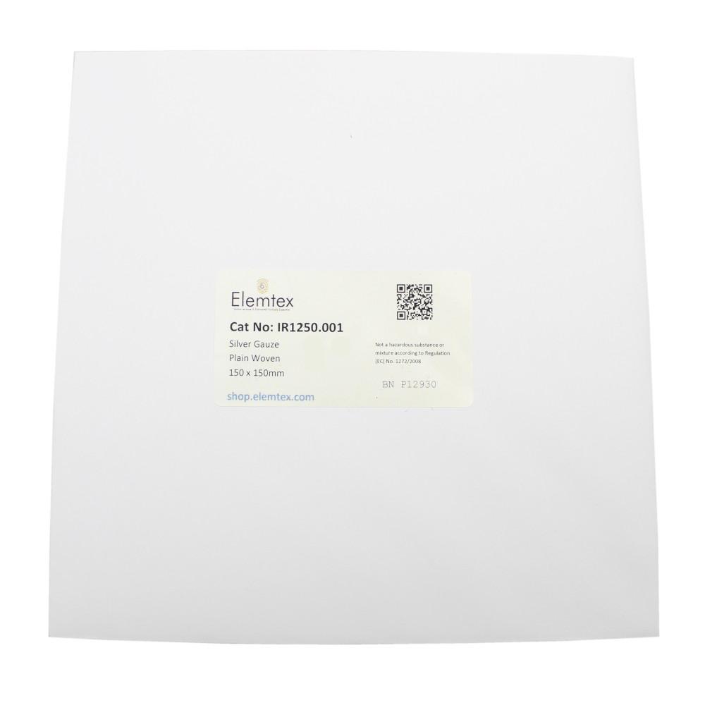 IR1250, Silver Gauze 99.99% Plain Woven 150 x 150mm