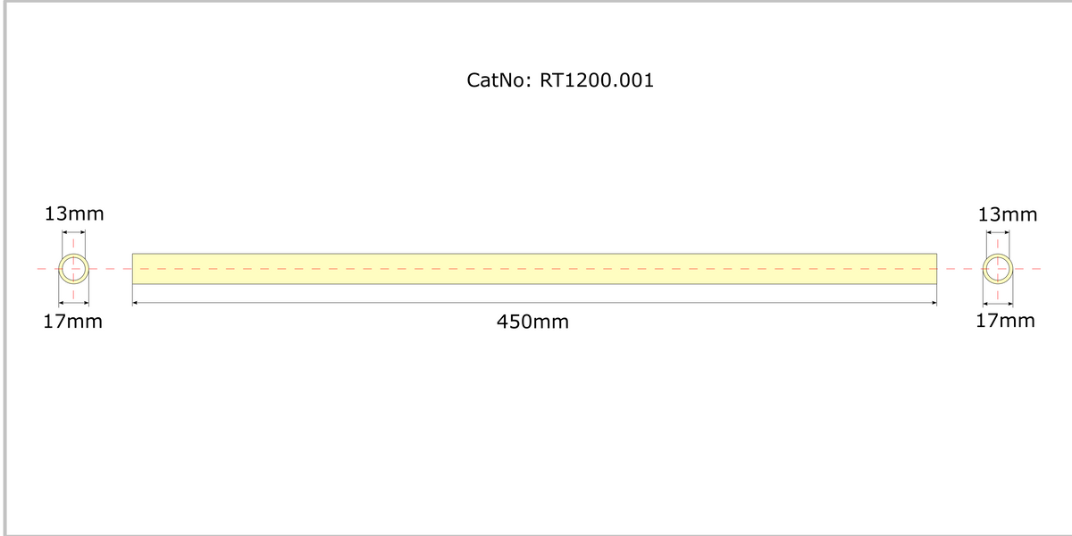 RT1200, Flash 2000HT alumina tube 450 x 17 x 13mm 1156890