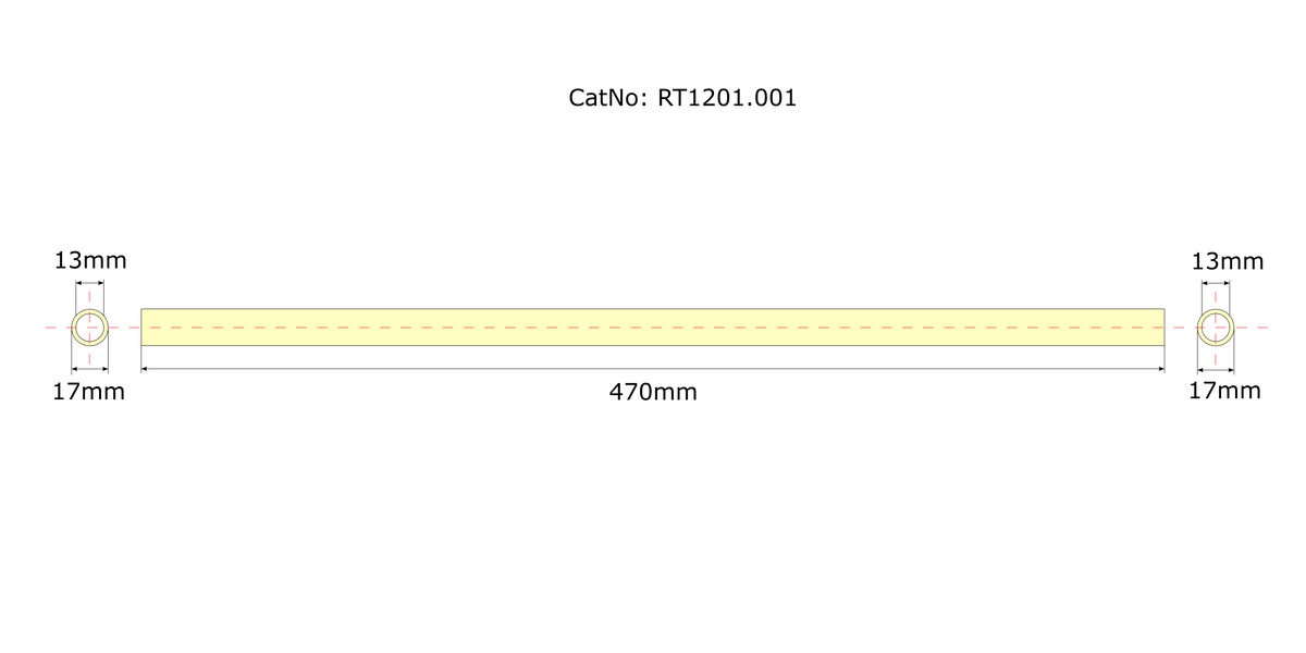 RT1201, TC/EA alumina tube 470 x 17 x 13mm 1121320