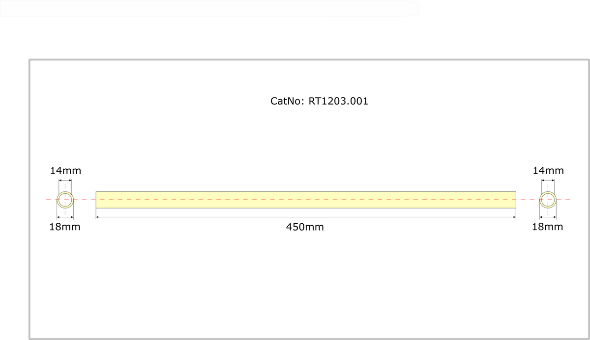 RT1203, Flash 2000HT alumina tube 450 x 18 x 14mm, 46802010
