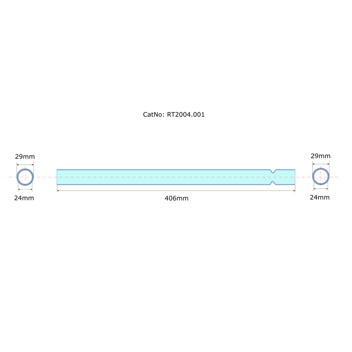 RT2006, Quartz Reduction Tube, 29mm, modified with groove