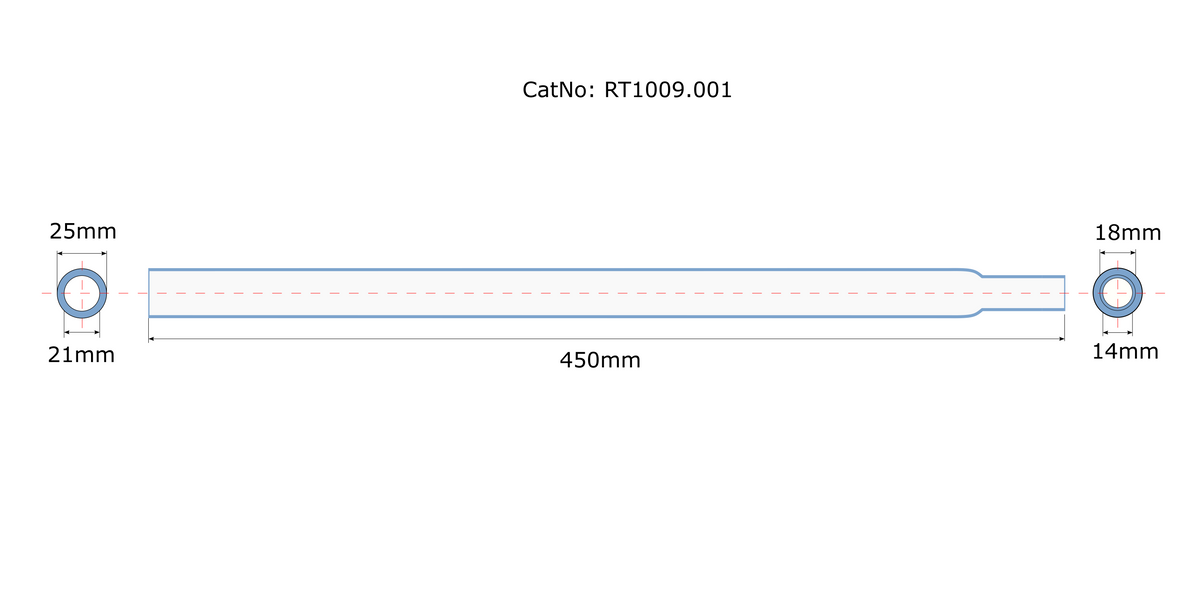 RT1009, Flash HT / IsoLink Quartz Reaction Tube, 25/18mm, 468 20052