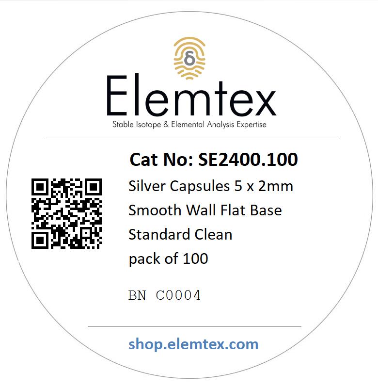 SE2400, Silver Capsules Smooth Wall Flat Base 5 x 2mm, 24005100